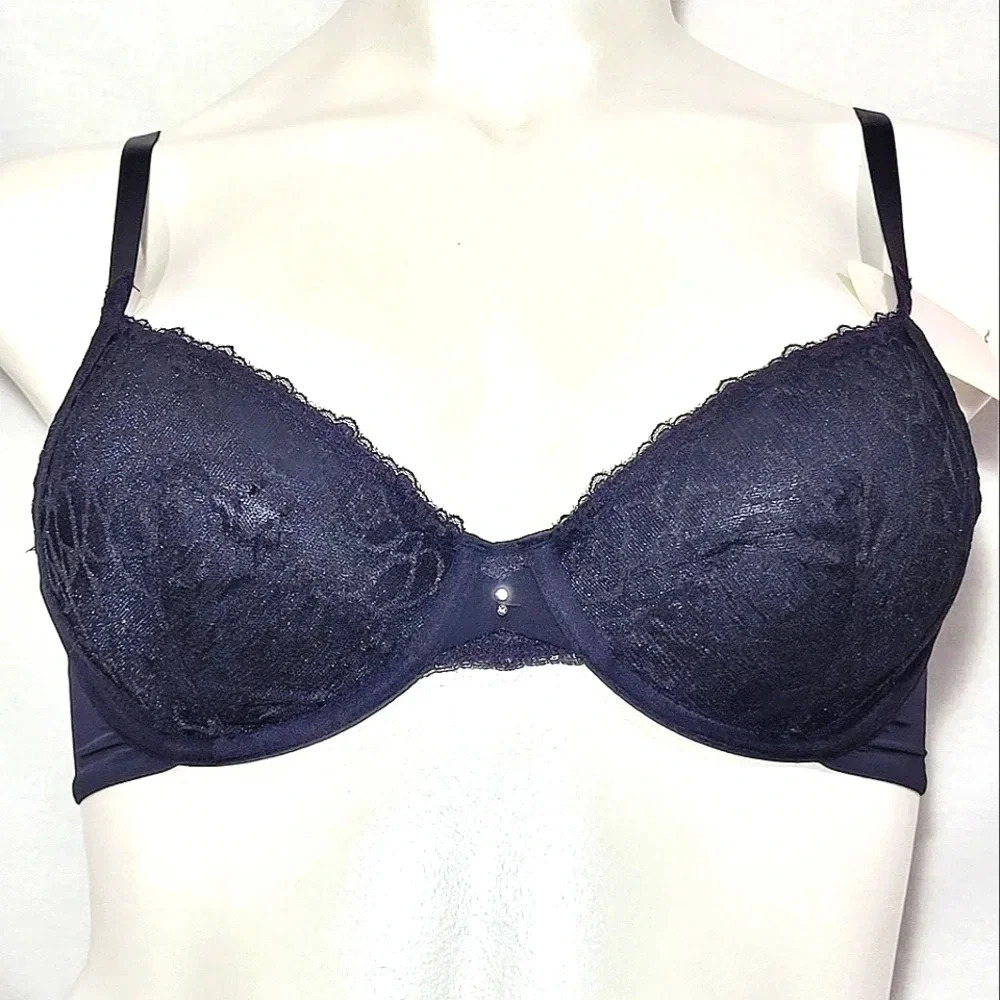 36B Lily Of France Extreme Sensational Cut Sew UW Bra Black NWT